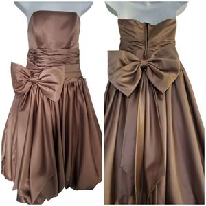 Coquette Big Bows Strapless Dress Mocha Brown Gown Prom Dress Size Small/medium